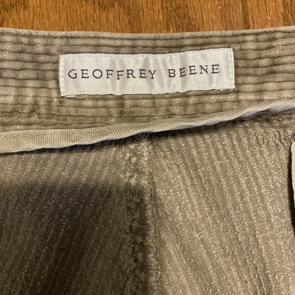 Men's Geoffrey Beene Corduroy Pants, Grey, 38 x 32 Pleated Cuffed VTG Grandpa D3